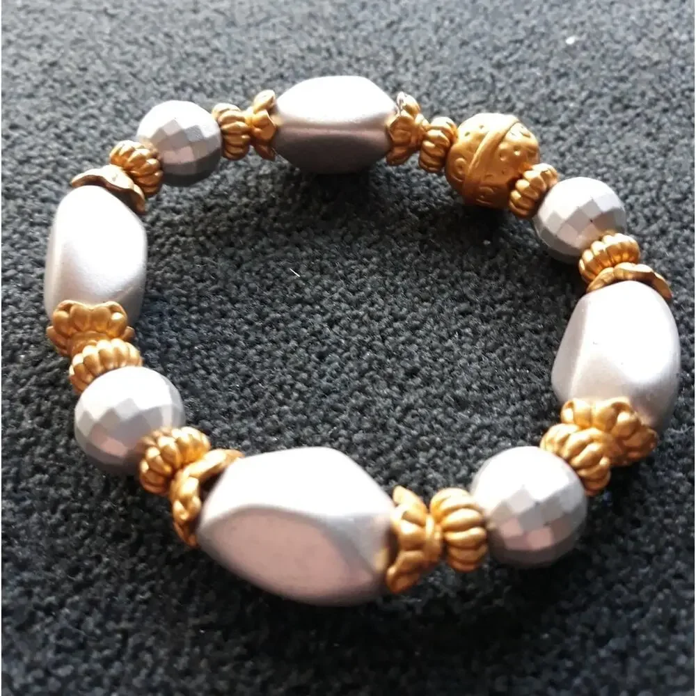 Stretch Bracelet Gold & Silver Disco Ball Beads